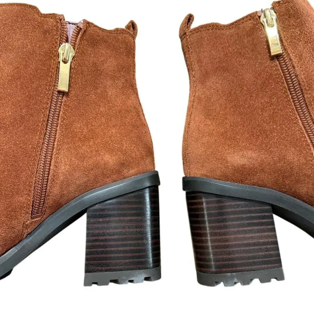 Franco Sarto Trent Women’s Ankle Boots Russet Brown Suede Leather Sz 7.5 WNWB - Picture 7 of 16